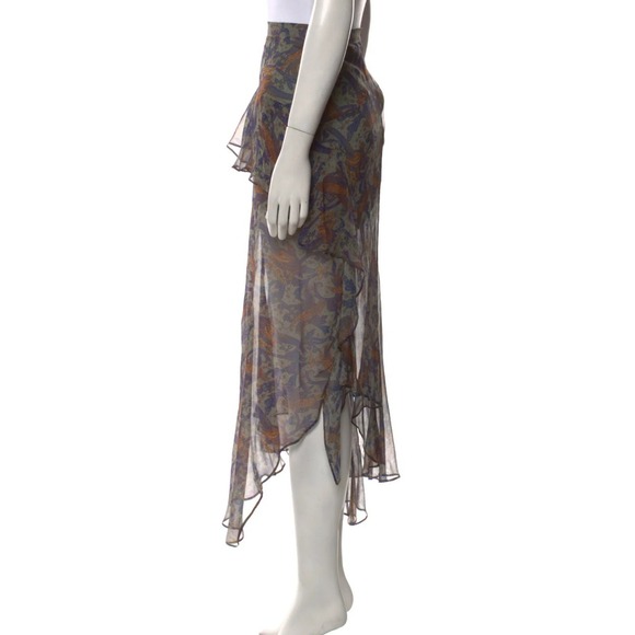 Veronica Beard XL Silk Paisley Print Tiered Asymmetrical Midi Skirt Women's $548 - Picture 8 of 13